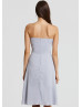 Gray Chiffon Beads Strapless Hi Low Prom Dress 